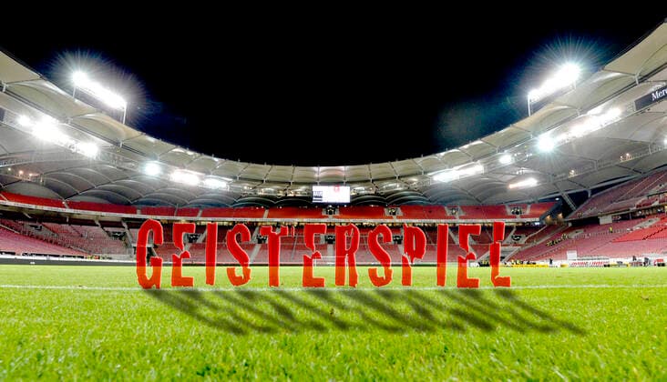 08.04.2020, Fussball 1. und 2. Bundesliga 2019 2020, VfB Stuttgart, leere Mercedes-Benz Arena in Stuttgart, Leere Ränge im ganzen Stadion nach dem Spiel. (Symbolbild Geisterspiele Collage) *** 08 04 2020, Soccer 1 and 2 Bundesliga 2019 2020, VfB Stuttgart, empty Mercedes Benz Arena in Stuttgart, Empty ranks in the whole stadium after the game Symbol image Ghost games Collage