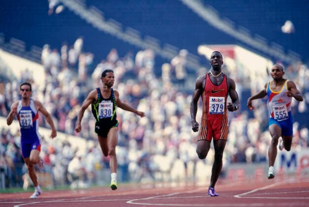 Track and Field Michael Johnson (379) winning the 200 meters in a world record time of 19.66 at the 1996 US Olympic Track and Field Trials. Atlanta Georgia USA Copyright: xStevenxExSutton DUOMO PCNx TF0102 107313