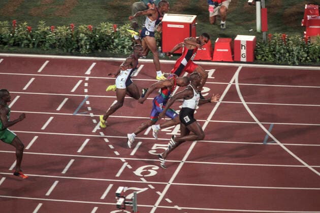 Track and Field-Olympics 1996 Donovan Bailey (CAN) winning the men s 100m final at the 1996 Olympic Summer Games. Atlanta GA USA Copyright: xDUOMO PCNx TF01D2 106286