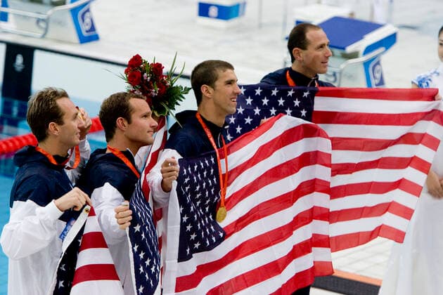 Olympics Michael Phelps gained his record breaking eight gold medal in one Olympics for the Men s 4x100 medley relay in the swimming competition at the 2008 Olympic Summer Games, Beijing, China. Beijing National Aquatics Center China Copyright: xPaulxJxSutton PCNx OL0817-11704