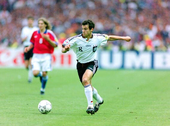 Fußball, EM Finale 1996 in London, Deutschland - Tschechien 2:1 n.V. 30.06.1996, Fussball Europameisterschaft 1996, Finale, Deutschland - Tschechien 2:1 n.V, Mehmet Scholl (Deutschland) London Wembley Stadion England