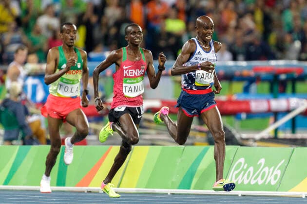 OLYMPICS RIO 2016 Rio de Janeiro, Brazil. 13 August 2016. Mo Farah (GBR) wins the gold medal in the Men s 10,000m at the 2016 Olympic Summer Games. Paul J. Sutton PCN Photography. Rio de Janeiro Olympic Stadium Brazil Copyright: xPaulxJxSutton PCNx OL1617TF13-930