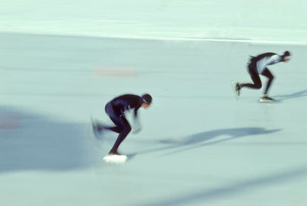 Speed skating, Eisschnelllauf Male speed skaters in action. ,model released, Symbolfoto Copyright: xDUOMO PCNx SS0203 081868