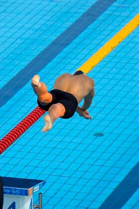 Swimming Gary Hall (USA) the start of the 50M freestyle semifinals. 2004 Olympic Summer Games, Athens, Greece. August 19, 2004. Athens Greece Copyright: xPaulxJxSutton PCNx SW1217 106116