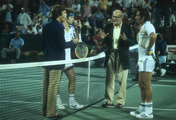 Tennis John McEnroe (USA) and Ilie Nastase (ROM) during their match at the 1979 US Open Tennis Championships New York Flushing Meadows NY USA Copyright: xPaulxJ.xSutton DUOMO PCNx TN0301 053253