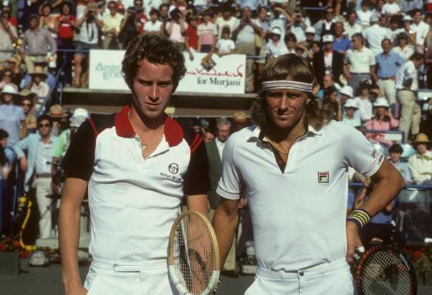 Tennis John McEnroe (USA) winner and Bjorn Borg before their finals match at the 1981 US Open Tennis Championships New York Flushing Meadows NY USA Copyright: xStevenxE.xSutton DUOMO PCNx TN0302 406328