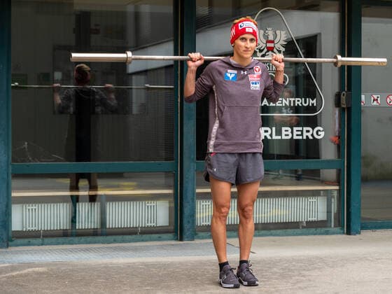Ski jumping, Skispringen, Ski, nordisch - OESV, Training Eva Pinkelnig DORNBIRN,AUSTRIA,20.APR.20 - NORDIC SKIING, SKI JUMPING - OESV, Training after lightening the restrictions due to the SARS-CoV-2 crisis, corona crisis. Image shows Eva Pinkelnig (AUT). GEPAxpictures xOliverxLerch