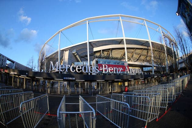 VfB Stuttgart - DSC Arminia Bielefeld Deutschland, Stuttgart, 25.04.2020, Fussball, 2. Bundesliga, Saison 2019 2020, VfB Stuttgart - DSC Arminia Bielefeld: Übersicht Mercedes-Benz Arena Stadion leer Geisterspiele, DFL DFB REGULATIONS PROHIBIT ANY USE OF PHOTOGRAPHS AS IMAGE SEQUENCES AND OR QUASI-VIDEO.