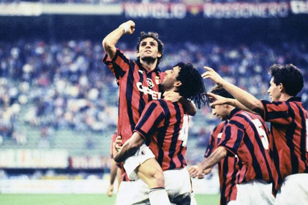 MARCO SIMONE, SQUADRA, RUUD GULLIT, AC Milan, Serie A, Milan vs Genoa 1-0, Milano SERIE A 1994-95 MILAN-GENOA 1-0