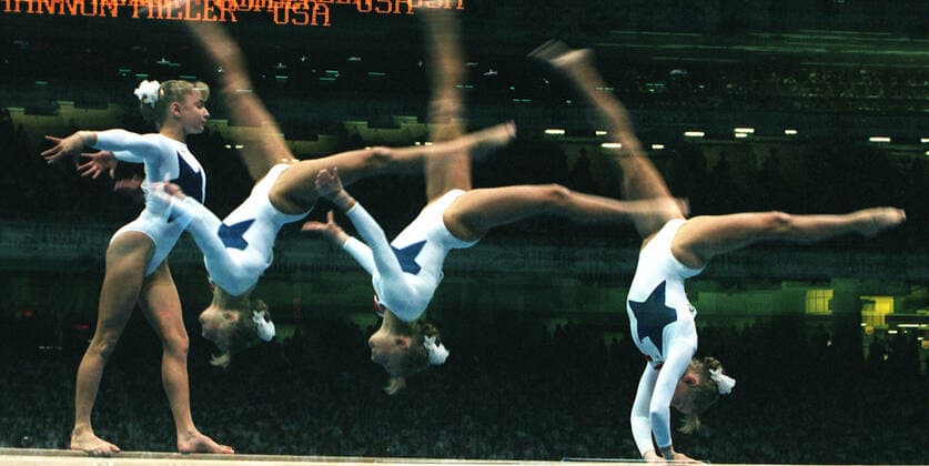 960730 Summer Olympics 1996, Artistic Gymnastics: Gold medalist Shannon Miller of USA on balance beam at The Summer Olympic Games, Olympische Spiele, Olympia, OS on July 30, 1996 in Atlanta, USA. BILDBYRAN *** 960730 Summer Olympics 1996, Artistic Gymnastics Gold medalist Shannon Miller of USA on balance beam at The Summer Olympic Games on July 30, 1996 in Atlanta, USA BILDBYRAN,  Copyright: LENNARTxMANSSON BB960730BB003