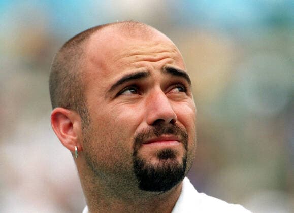 960803 Summer Olympics 1996, Tennis: Gold medalist Andre Agassi of USA during the single final against Sergi Bruguera of Spain at The Summer Olympic Games, Olympische Spiele, Olympia, OS on August 3, 1996 in Atlanta, USA. BILDBYRAN *** 960803 Summer Olympics 1996, Tennis Gold medalist Andre Agassi of USA during the single final against Sergi Bruguera of Spain at The Summer Olympic Games on August 3, 1996 in Atlanta, USA BILDBYRAN,  Copyright: LENNARTxMANSSON BB960803BB064