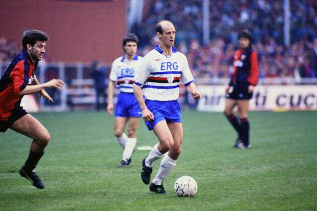 ATTILIO LOMBARDO, Sampdoria, ROBERTO ONORATI, Genoa, Serie A, Genoa vs Sampdoria 0-0, Genova SERIE A 1990-91 GENOA-SAMPDORIA 0-0