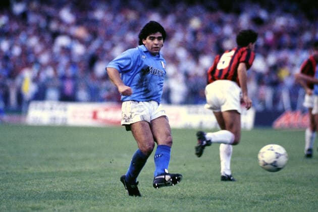 DIEGO MARADONA, Napoli, Serie A, Napoli vs Milan 1-1, Napoli SERIE A 1990-91 NAPOLI-MILAN 1-1