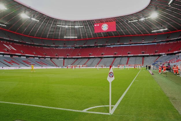 1.Bundesliga FC BAYERN MUENCHEN - EINTRACHT FRANKFURT 5-2 Muenchen, Deutschland, 23. Mai 2020, Allianz Arena innen mit Anzeige beim Spiel 1.Bundesliga FC BAYERN MUENCHEN - EINTRACHT FRANKFURT 5-2 in der Saison 2019 2020 am 27.Spieltag. Foto: Peter Schatz Pool - DFL REGULATIONS PROHIBIT ANY USE OF PHOTOGRAPHS as IMAGE SEQUENCES and or QUASI-VIDEO - National and international News-Agencies OUT Editorial Use ONLY München Bayern Deutschland *** 1 Bundesliga FC BAYERN MUENCHEN EINTRACHT FRANKFURT 5 2 Munich, Germany, 23 May 2020, Allianz Arena inside with advertisement at the match 1 Bundesliga FC BAYERN MUENCHEN EINTRACHT FRANKFURT 5 2 in the season 2019 2020 on 27 matchday Photo Peter Schatz Pool DFL REGULATIONS PROHIBIT ANY USE OF PHOTOGRAPHS as IMAGE SEQUENCES and or QUASI VIDEO National and international News Agencies OUT Editorial Use ONLY Munich Bavaria Germany Poolfoto Peter Schatz Pool ,EDITORIAL USE ONLY