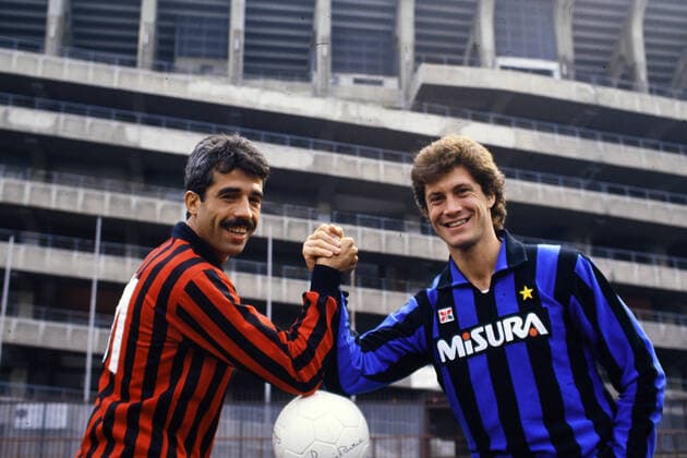 PIETRO PAOLO VIRDIS, AC Milan, FULVIO COLLOVATI, Inter, Serie A, Milan vs Inter, Stadio San Siro, Milano SERIE A 1985-86