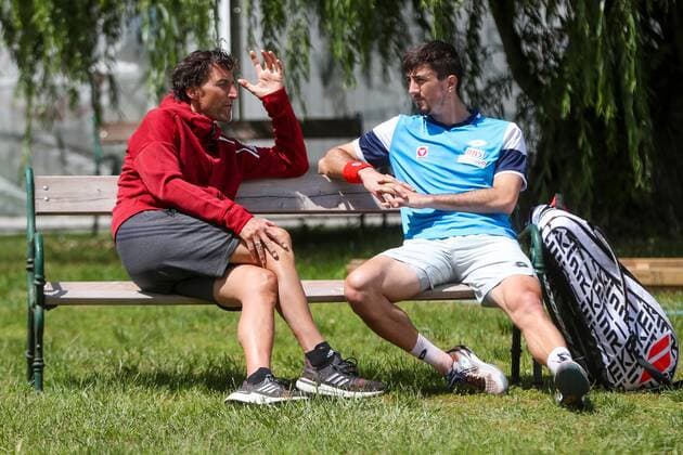 TENNIS - Austrian Pro Series MARIA ENZERSDORF,AUSTRIA,02.JUN.20 - TENNIS - Generali Austrian Pro Series. Image shows Wolfgang Thiem and Sebastian Ofner (AUT). GEPAxpictures xPhilippxBrem