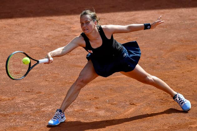 Tenisovy turnaj zen LiveScore Cup, 3. cervna 2020 v Praze. Barbora Strycova v utkani proti Karoline Pliskove. CTKPhotoP202006030744001 VIS 007