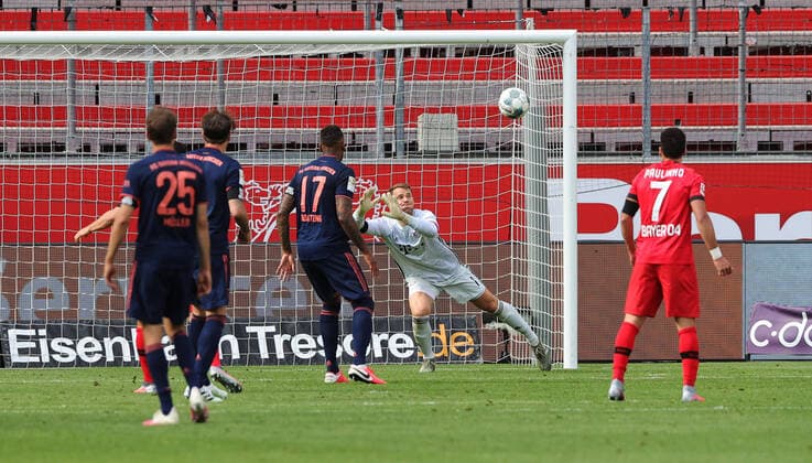 Sport Bilder des Tages Fussball: 1. Bundesliga: Saison 19 20: 30. Spieltag: Bayer Leverkusen - FC Bayern München Muenchen Bayer Florian Wirtz (nicht im Bild) , Tor , Treffer , 4:2 , FCB Torwart , Torhüter , Goalkeeper , Manuel Neuer , Sport: Fussball: 1. Bundesliga: Saison 19 20: .06.06.2020 30. Spieltag: Bayer Leverkusen - FC Bayern München Muenchen Foto: Ralf Ibing firosportphoto POOL Stadt Leverkusen Bay-Arena Bundesland NRW Deutschland (DFL DFB REGULATIONS PROHIBIT ANY USE OF PHOTOGRAPHS as IMAGE SEQUENCES and or QUASI-VIDEO) *** Sports Soccer 1 Bundesliga Season 19 20 06 06 2020 30 Matchday Bayer Leverkusen FC Bayern Munich Munich Bayer Florian Wirtz not in picture , Goal , Score , 4 2 , FCB Goalkeeper , Goalkeeper , Goalkeeper , Manuel Neuer , Sports Soccer 1 Bundesliga Season 19 20 06 06 2020 30 Matchday Bayer Leverkusen FC Bayern Munich Munich Photo Ralf Ibing firosportphoto POOL City Leverkusen Bay Arena State NRW Germany Poolfoto Ralf Ibing firo Sportphoto POOL ,EDITORIAL USE ONLY