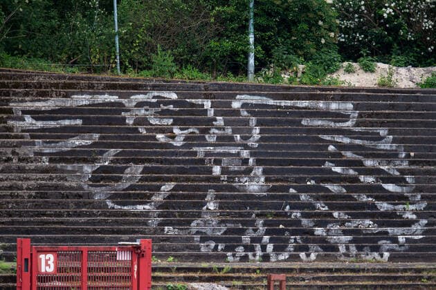 Fußball, Stadiongeschichte Preußen Münster Münster, Deutschland 07.06.2020: 3. Liga - 2019 2020 - SC Preußen Münster vs. Sportvereinigung Unterhaching Symbol Preußenstadion Münster Nordrhein-Westfalen Deutschland Preußenstadion