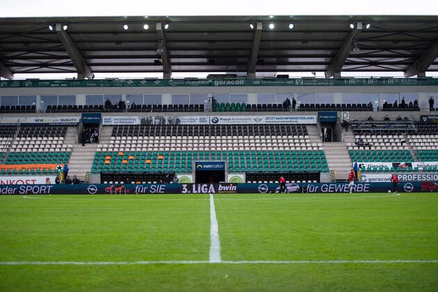 Fußball, Stadiongeschichte Preußen Münster Münster, Deutschland 07.06.2020: 3. Liga - 2019 2020 - SC Preußen Münster vs. Sportvereinigung Unterhaching Symbol Preußenstadion Münster Nordrhein-Westfalen Deutschland Preußenstadion