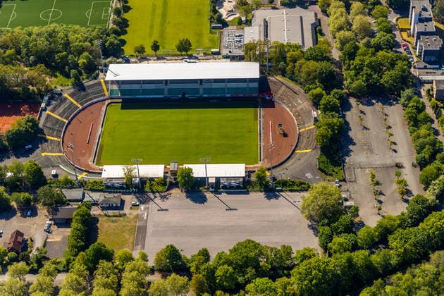 Fußball, Stadiongeschichte Preußen Münster Luftbild, Preußenstadion, SC Preußen 06 e.V. Münster, Münster, Münsterland, Nordrhein-Westfalen, Deutschland ACHTUNGxMINDESTHONORARx60xEURO