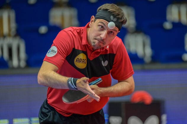 Bilder des Jahres 2020, Sport 06 Juni Sport Themen der Woche KW24 Sport Bilder des Tages TTBL Halbfinale Borussia Düsseldorf - TTF Liebherr Ochsenhausen am 11.06.2020 im ARAG CenterCourt in Düsseldorf Timo Boll ( Düsseldorf ) *** TTBL semi-final Borussia Düsseldorf TTF Liebherr Ochsenhausen on 11 06 2020 at the ARAG CenterCourt in Düsseldorf Timo Boll Düsseldorf xJFJPGx