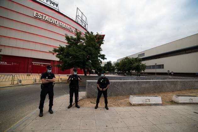 Pre-Derby moments in Seville between Sevilla Futbol Club and Real Betis Balompie at Ramon Sanchez Pizjuan Stadium during the Covid-19 Pandemic. 11 June, 2020 in Madrid, Spain Cordon Press