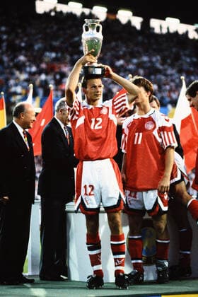 TORBEN PIECHNIK, Denmark, Celebrating, European Cup, Final, Sweden EURO 1992, Denmark vs Germany 2-0, Goteborg CAMPIONATI EUROPEI SVEZIA EURO 1992 FINALE DANIMARCA-GERMANIA 2-