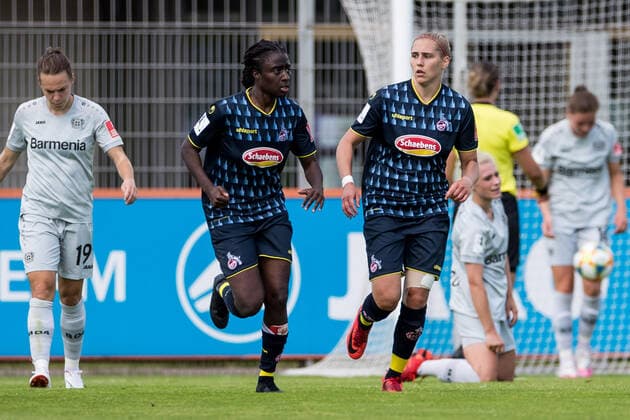 FLYERALARM Frauen Fussball Bundesliga; Bayer 04 Leverkusen - 1. FC Koeln; 21.06.2020 Eunice Beckmann ( 11, 1. FC Koeln) verkuerzt auf 2:1 FLYERALARM Frauen Fussball Bundesliga, Bayer 04 Leverkusen - 1. FC Koeln, Leverkusen, Jugendfußball-Zentrum Kurtekotten DFL REGULATIONS PROHIBIT ANY USE OF PHOTOGRAPHS AS IMAGE SEQUENCES AND OR QUASI-VIDEO. Copyright: xBEAUTIFULxSPORTS Wunderlx