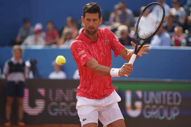 Adria Tour Djokovic vs Serdarusic - Zadar, Croatia (200621) -- ZADAR, Jun 21, 2020 - Novak Djokovic of Serbia in action during his mach against Nino Serdarusic of Croatia on Adria Tour tennis tournament in Zadar, Croatia on June 21, 2020. MarkoxDimic PIXSELL