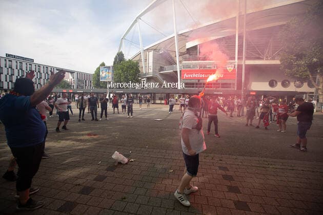 GER, aufstieg VfB Stuttgart, Mercedes Benz Arena, 28.06.2020, GER, aufstieg VfB Stuttgart, Mercedes Benz Arena, 27.06.2020, Foto: EIBNER DROFITSCH Stuttgart