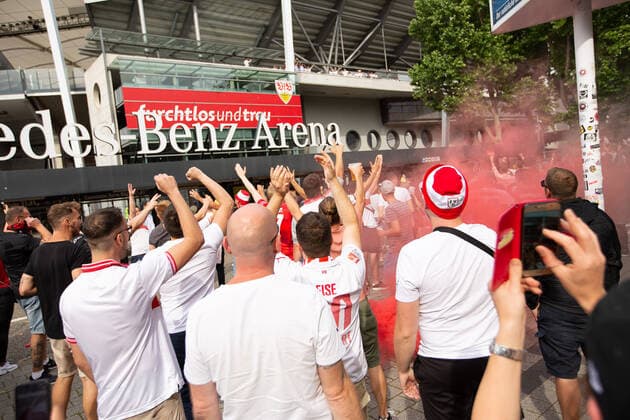 GER, aufstieg VfB Stuttgart, Mercedes Benz Arena, 28.06.2020, GER, aufstieg VfB Stuttgart, Mercedes Benz Arena, 27.06.2020, Foto: EIBNER DROFITSCH Stuttgart