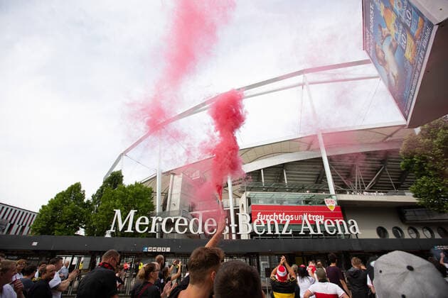 GER, aufstieg VfB Stuttgart, Mercedes Benz Arena, 28.06.2020, GER, aufstieg VfB Stuttgart, Mercedes Benz Arena, 27.06.2020, Foto: EIBNER DROFITSCH Stuttgart