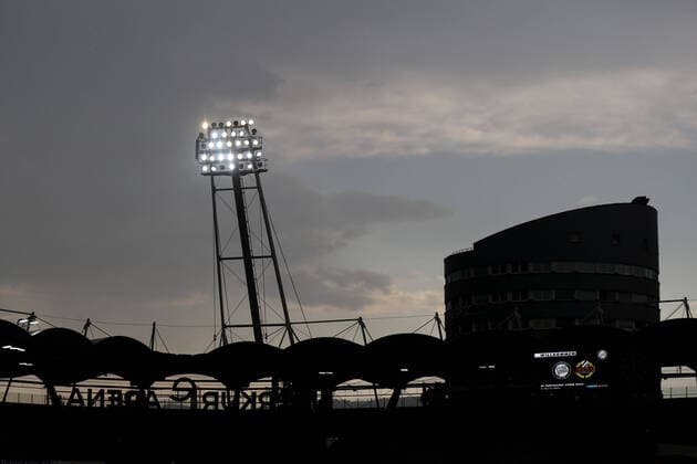 SOCCER - BL, Sturm vs Rapid GRAZ,AUSTRIA,28.JUN.20 - SOCCER - tipico Bundesliga, championship group, SK Sturm Graz vs SK Rapid Wien. Image shows a feature with stands and lights. Keywords: Wien Energie. GEPAxpictures xChristianxWalgram