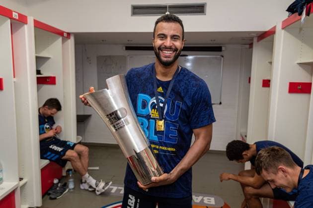 Basketball easyCredit BBL Final-Turnier Basketball München 28.06.2020 Saison 2019 2020 easyCredit BBL Final-Turnier 2020 Finale Spiel 2 Alba Berlin - MHP Riesen Ludwigsburg Alba Berlin Deutscher Meister 2020 Jubel Johannes Thiemann (Alba Berlin, No.32) nur redaktionelle Verwendung - kommerzielle Verwendung Nutzung nur nach Absprache mit dem Fotografen München Deutschland