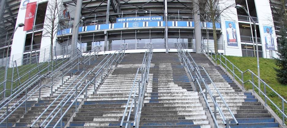 Hamburg, HSV, Volksparkstadion, Treppe, Stufen, Außenansicht,Stellingen Sylvesterallee Hamburg