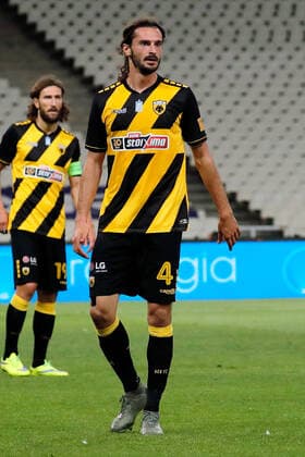 AEK Athens v Olympiacos F.C. Super League Greece Marios Oikonomou of AEK Athens during the Super League Greece match at Olympic Stadium, Athens Content Not Available For UK Newspapers Copyright: xYannisxHalasx FIL-14370-0107