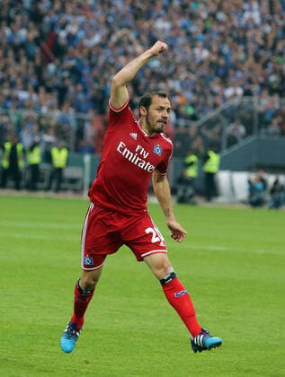 Karlsruher SC Deutschland, Karlsruhe, 02.06.2015, Fussball, Bundesliga, Saison 2014 2015, Relegation Rückspiel, Karlsruher SC - Hamburger SV (1:2 n.V.): Marcelo Diaz (HSV): Jubel Tor 1:1 Diaz.