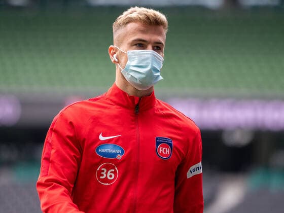 SV Werder Bremen vs 1.FC Heidenheim - Relegation 01 - 02.07.2020 Vor dem Spiel, Niklas Dorsch (FC Heidenheim, 36), GER, Werder Bremen vs. FC Heidenheim, Fussball, Bundesliga Religation, 2019 2020, 02.07.2020, DFB DFL regulations prohibit any use of photographs as image sequences and or quasi-video., Foto: EIBNER Sascha Walther Pool gumzmedia nordphoto Bremen Weser-Stadion Hansestadt Bremen Deutschland
