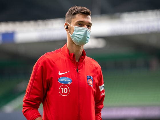 SV Werder Bremen vs 1.FC Heidenheim - Relegation 01 - 02.07.2020 Vor dem Spiel, Tim Kleindienst (FC Heidenheim, 10), GER, Werder Bremen vs. FC Heidenheim, Fussball, Bundesliga Religation, 2019 2020, 02.07.2020, DFB DFL regulations prohibit any use of photographs as image sequences and or quasi-video., Foto: EIBNER Sascha Walther Pool gumzmedia nordphoto Bremen Weser-Stadion Hansestadt Bremen Deutschland