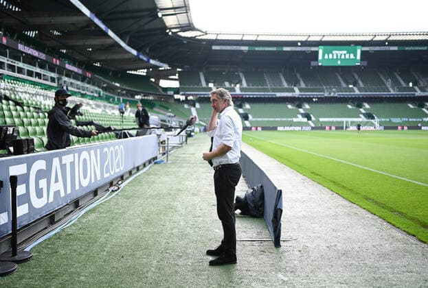 SV Werder Bremen vs 1.FC Heidenheim - Relegation 01 - 02.07.2020 Manager Frank Baumann (Werder) beim Interview. Fussball: 1. Bundesliga:: nphgm001: Saison 19 20: Relegation Hinspiel: SV Werder Bremen - 1. FC Heidenheim, 02.07.2020 Foto: Marvin Ibo Güngör GES Pool via gumzmedia nordphoto Bremen HB Deutschland