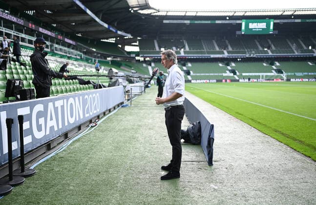 SV Werder Bremen vs 1.FC Heidenheim - Relegation 01 - 02.07.2020 Manager Frank Baumann (Werder) beim Interview. Fussball: 1. Bundesliga:: nphgm001: Saison 19 20: Relegation Hinspiel: SV Werder Bremen - 1. FC Heidenheim, 02.07.2020 Foto: Marvin Ibo Güngör GES Pool via gumzmedia nordphoto Bremen HB Deutschland