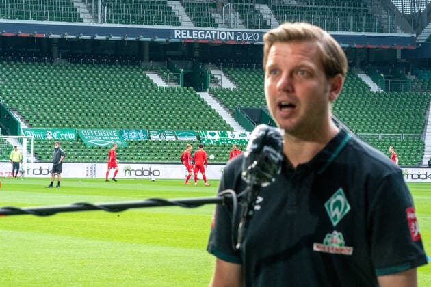 SV Werder Bremen vs 1.FC Heidenheim - Relegation 01 - 02.07.2020 Florian Kohfeldt (Trainer SV Werder Bremen) unscarf - Bilder scharf Faeture nphgm001: Fussball: 1. Bundesliga: Saison 19 20: Relegation 01; SV Werder Bremen vs 1.FC Heidenheim - 02.07.2020 Foto: gumzmedia nordphoto POOL DFL regulations prohibit any use of photographs as image sequences and or quasi-video. EDITORIAL USE ONLY National and international News-Agencies OUT. Bremen wohninvest Weserstadion Bremen DEUTSCHLAND