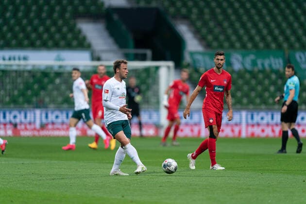 SV Werder Bremen vs 1.FC Heidenheim - Relegation 01 - 02.07.2020 Philipp Bargfrede (Werder Bremen 44) nphgm001: Fussball: 1. Bundesliga: Saison 19 20: Relegation 01; SV Werder Bremen vs 1.FC Heidenheim - 02.07.2020 Foto: gumzmedia nordphoto POOL DFL regulations prohibit any use of photographs as image sequences and or quasi-video. EDITORIAL USE ONLY National and international News-Agencies OUT. Bremen wohninvest Weserstadion Bremen DEUTSCHLAND