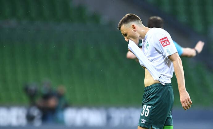 Werder Bremen - 1. FC Heidenheim Fußball, Relegation, Werder Bremen - 1. FC Heidenheim: Maximilian Eggestein (Bremen) Photo: Tim Groothuis Witters Pool via xim.gs DFL regulations prohibit any use of photographs as image sequences and or quasi-video. Editorial use only. National and international news agencies out. Bremen Deutschland