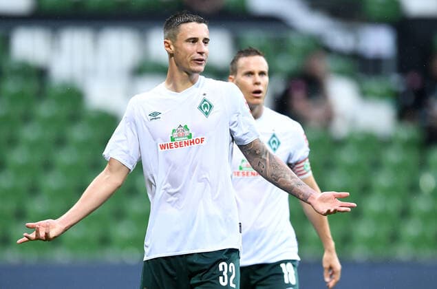 Werder Bremen - 1. FC Heidenheim Fußball, Relegation, Werder Bremen - 1. FC Heidenheim: Marco Friedl (Bremen) Photo: Tim Groothuis Witters Pool via xim.gs DFL regulations prohibit any use of photographs as image sequences and or quasi-video. Editorial use only. National and international news agencies out. Bremen Deutschland