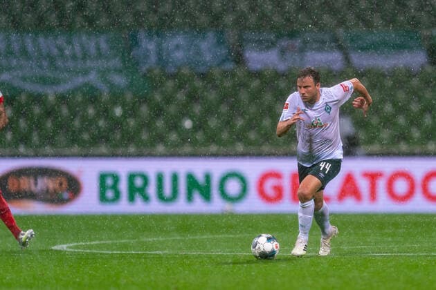 SV Werder Bremen vs 1.FC Heidenheim - Relegation 01 - 02.07.2020 Philipp Bargfrede (Werder Bremen 44) nphgm001: Fussball: 1. Bundesliga: Saison 19 20: Relegation 01; SV Werder Bremen vs 1.FC Heidenheim - 02.07.2020 Foto: gumzmedia nordphoto POOL DFL regulations prohibit any use of photographs as image sequences and or quasi-video. EDITORIAL USE ONLY National and international News-Agencies OUT. Bremen wohninvest Weserstadion Bremen DEUTSCHLAND