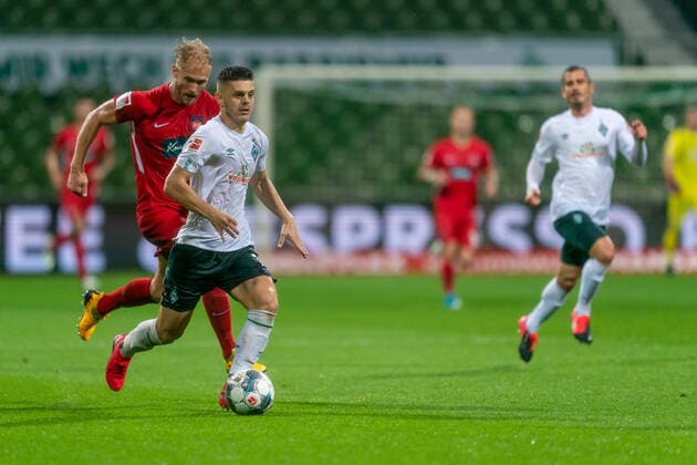 SV Werder Bremen vs 1.FC Heidenheim - Relegation 01 - 02.07.2020 Milot Rashica (Werder Bremen 07) nphgm001: Fussball: 1. Bundesliga: Saison 19 20: Relegation 01; SV Werder Bremen vs 1.FC Heidenheim - 02.07.2020 Foto: gumzmedia nordphoto POOL DFL regulations prohibit any use of photographs as image sequences and or quasi-video. EDITORIAL USE ONLY National and international News-Agencies OUT. Bremen wohninvest Weserstadion Bremen DEUTSCHLAND
