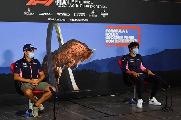 Motorsports: FIA Formula One World Championship, WM, Weltmeisterschaft 2020, Grand Prix of Austria Motorsports: FIA Formula One World Championship 2020, Grand Prix of Austria, 11 Sergio Perez (MEX, BWT Racing Point F1 Team), 18 Lance Stroll (CAN, BWT Racing Point F1 Team),