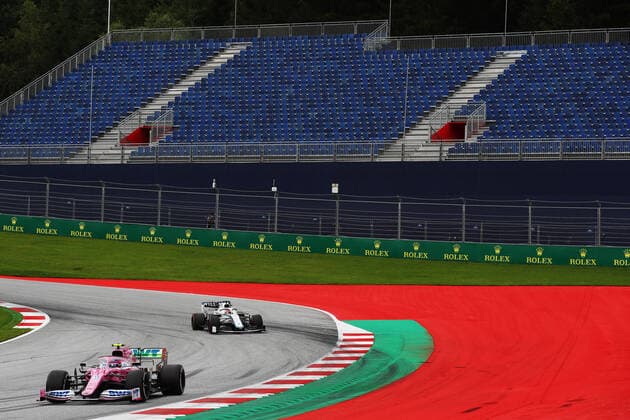 Motorsports: FIA Formula One World Championship, WM, Weltmeisterschaft 2020, Grand Prix of Austria Motorsports: FIA Formula One World Championship 2020, Grand Prix of Austria, 18 Lance Stroll (CAN, BWT Racing Point F1 Team), 63 George Russell (GBR, Williams Racing),